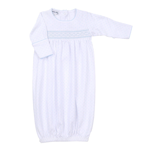Blue Mini Dots Smocked Gown